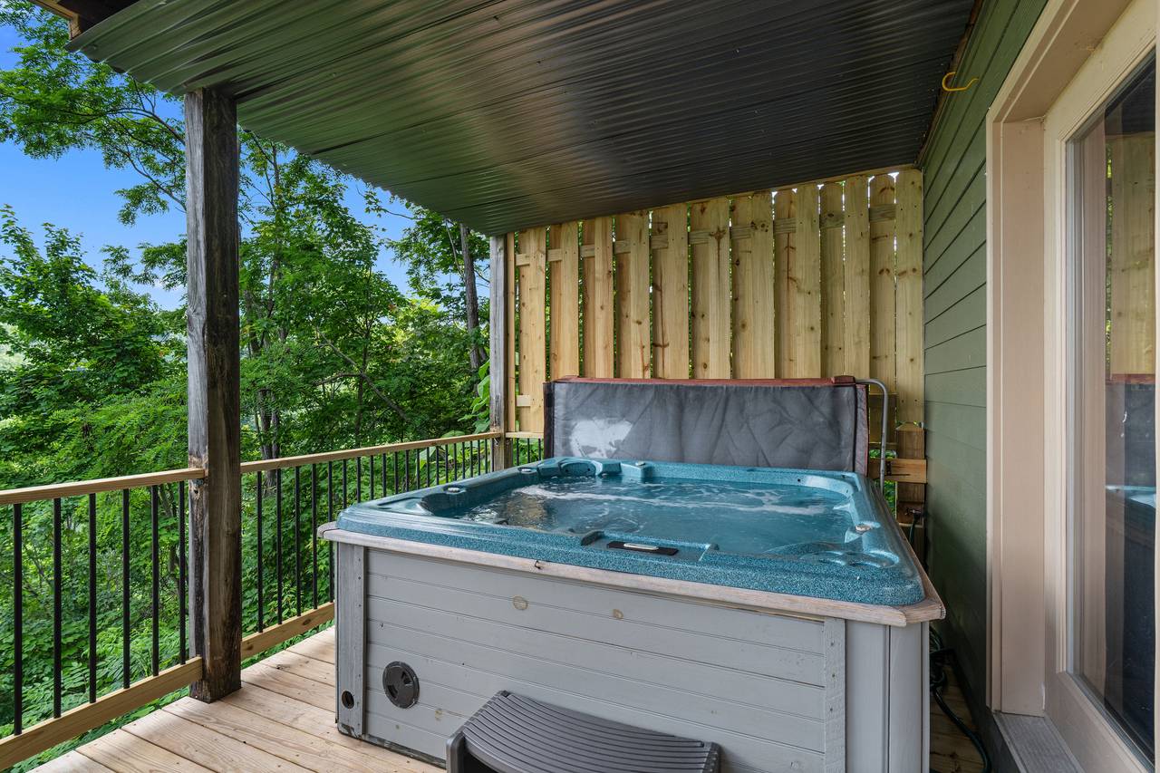 Hot tub on deck overlooking the Smoky Mountains Hot tub on deck overlooking the Smoky Mountains