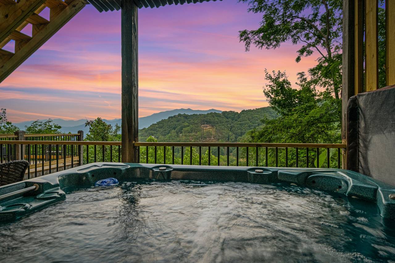 Hot tub on deck overlooking the Smoky Mountains Hot tub on deck overlooking the Smoky Mountains