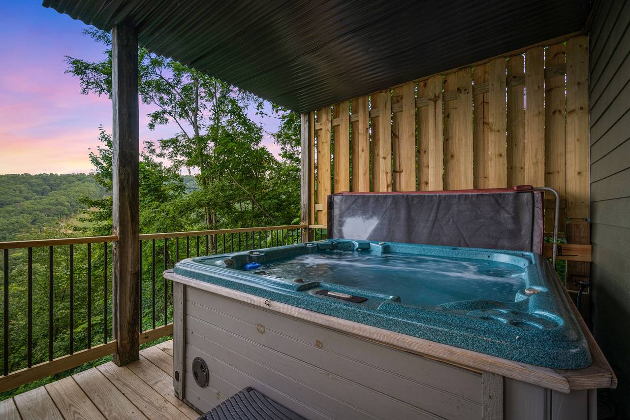Hot tub on deck overlooking the Smoky Mountains Hot tub on deck overlooking the Smoky Mountains