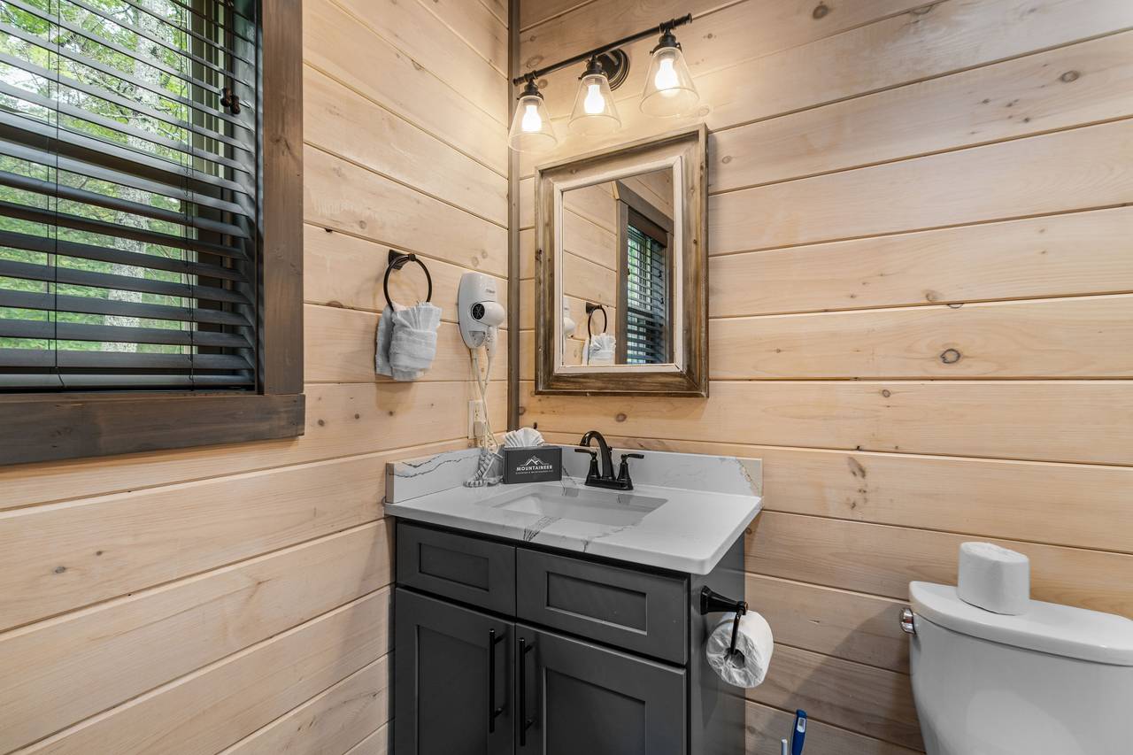 Lower level full bath with tub and shower combo Lower level full bath with tub and shower combo