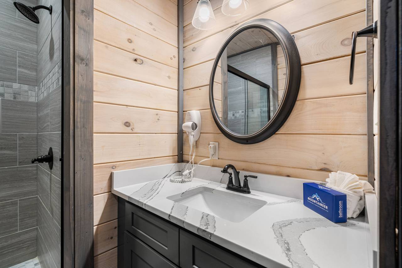 Lower level full bath with standing shower Lower level full bath with standing shower