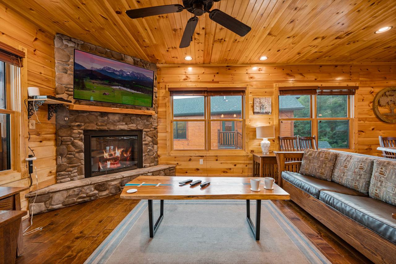 Main level living room: Fireplace, TV, 2 sleepers, & views Main level living room: Fireplace, TV, 2 sleepers, & views