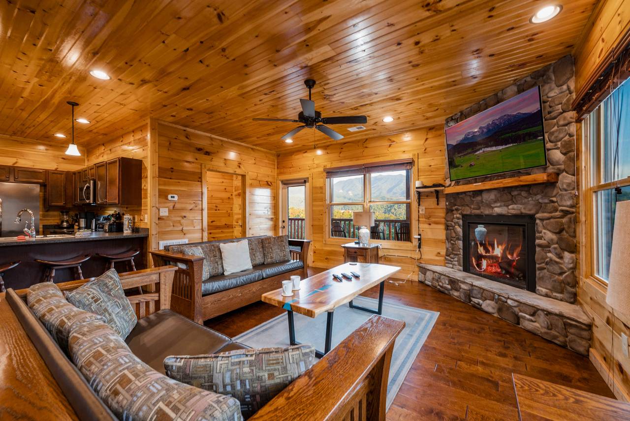 Main level living room: Fireplace, TV, 2 sleepers, & views Main level living room: Fireplace, TV, 2 sleepers, & views