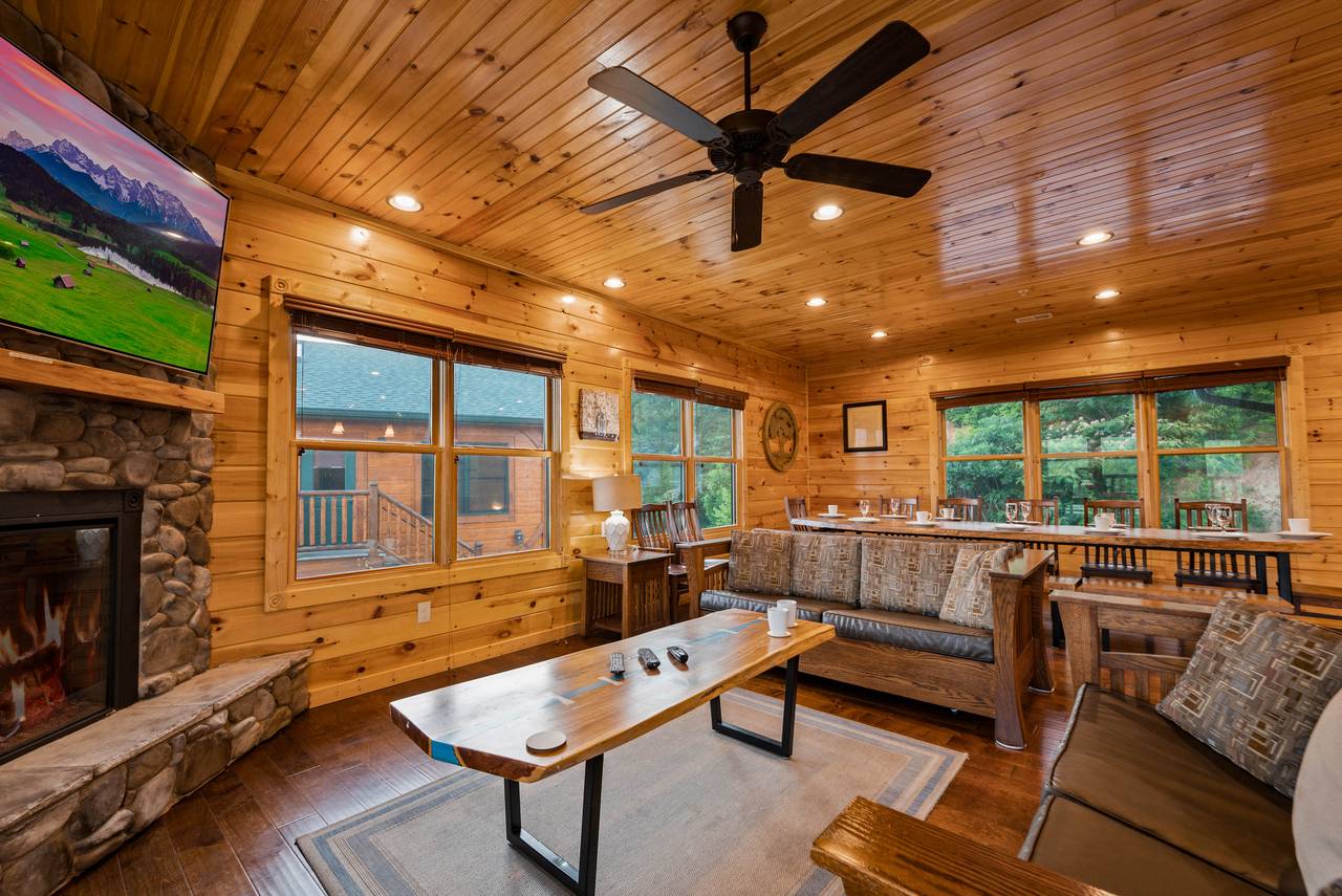 Main level living room: Fireplace, TV, 2 sleepers, & views Main level living room: Fireplace, TV, 2 sleepers, & views