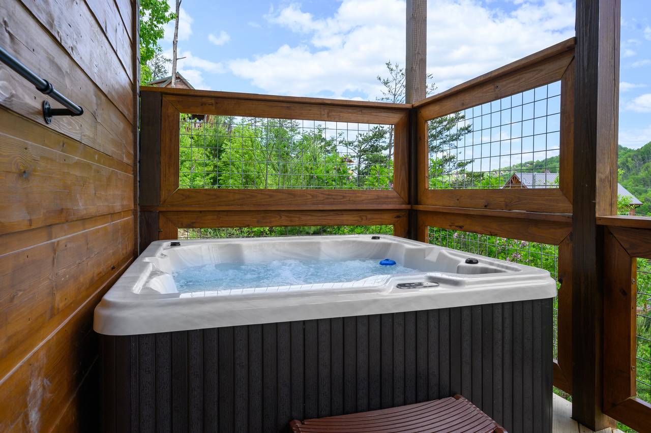 Private hot tub on the back deck. Private hot tub on the back deck.