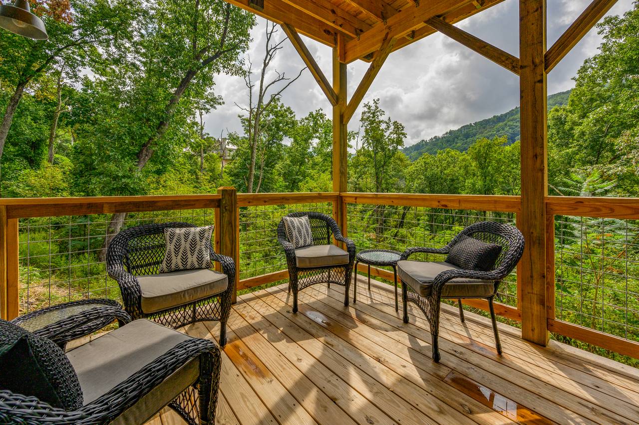 Covered deck seating Covered deck seating