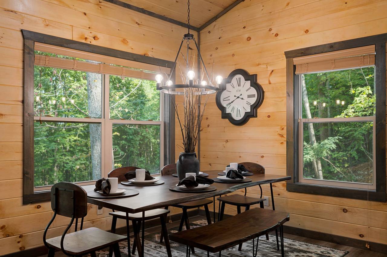 Dining area with bench seating and chairs for 6 Dining area with bench seating and chairs for 6