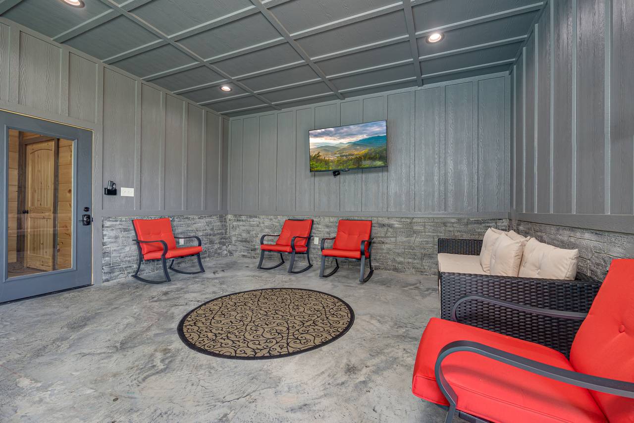 Indoor heated pool with seating and TV Indoor heated pool with seating and TV