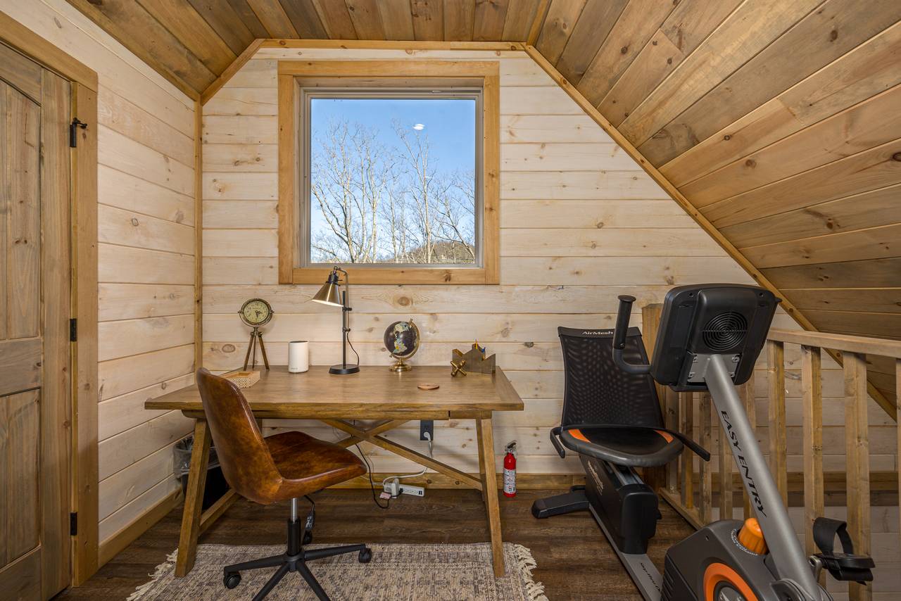 Remote work space and exercise bike Remote work space and exercise bike