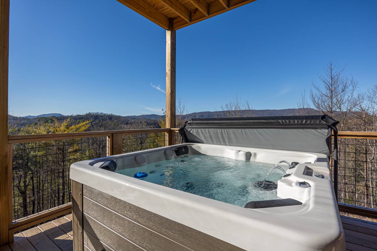 Soak your cares away in the private hot tub Soak your cares away in the private hot tub