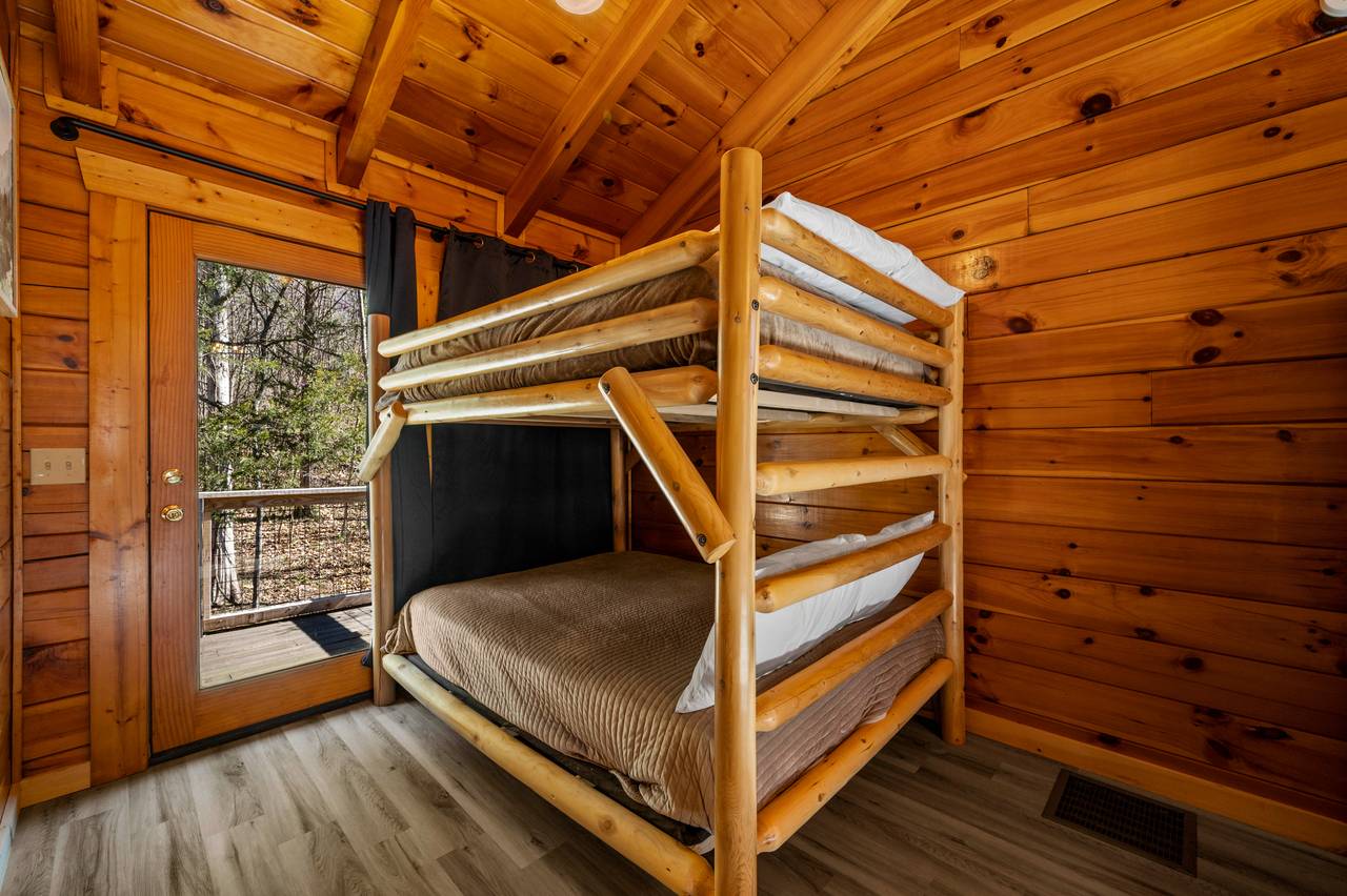 Upper level game room full size bunk beds Upper level game room full size bunk beds
