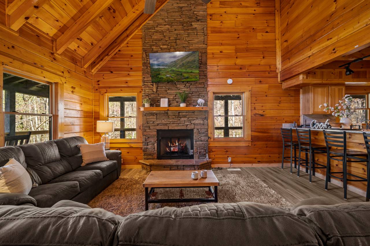 Spacious living room with 2 sofas and a fireplace. Spacious living room with 2 sofas and a fireplace.