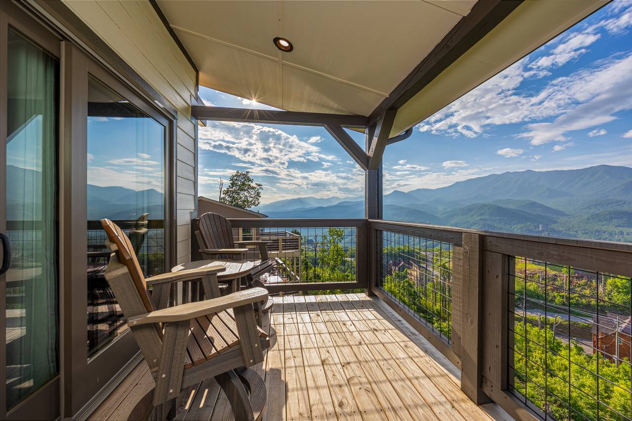 Upper level deck seating with gorgeous views of the Smokies! Upper level deck seating with gorgeous views of the Smokies!