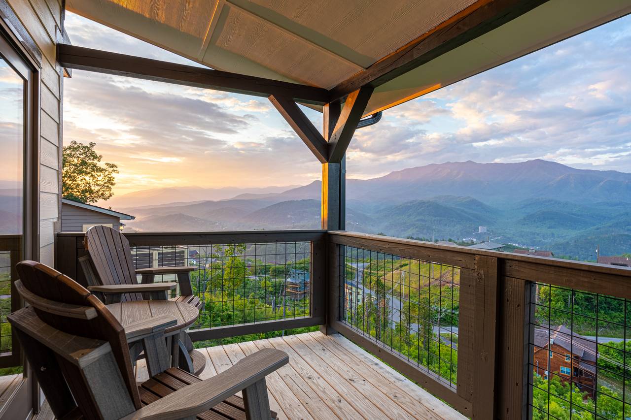 Deck seating with gorgeous views of the Smoky Mountains Deck seating with gorgeous views of the Smoky Mountains