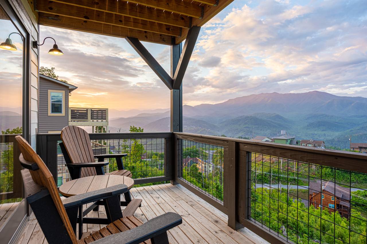 Deck seating with gorgeous views of the Smoky Mountains Deck seating with gorgeous views of the Smoky Mountains