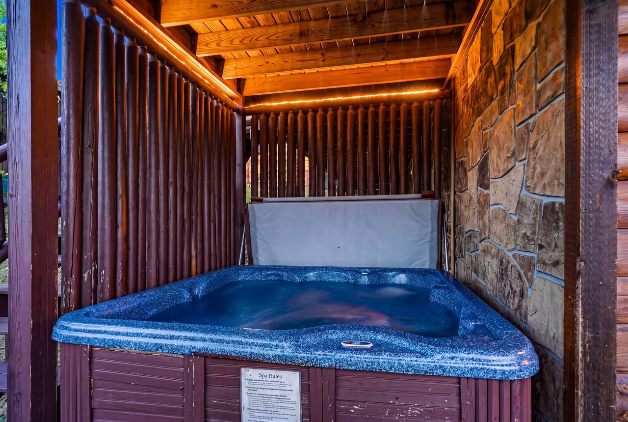 Lower level deck with private hot tub Lower level deck with private hot tub