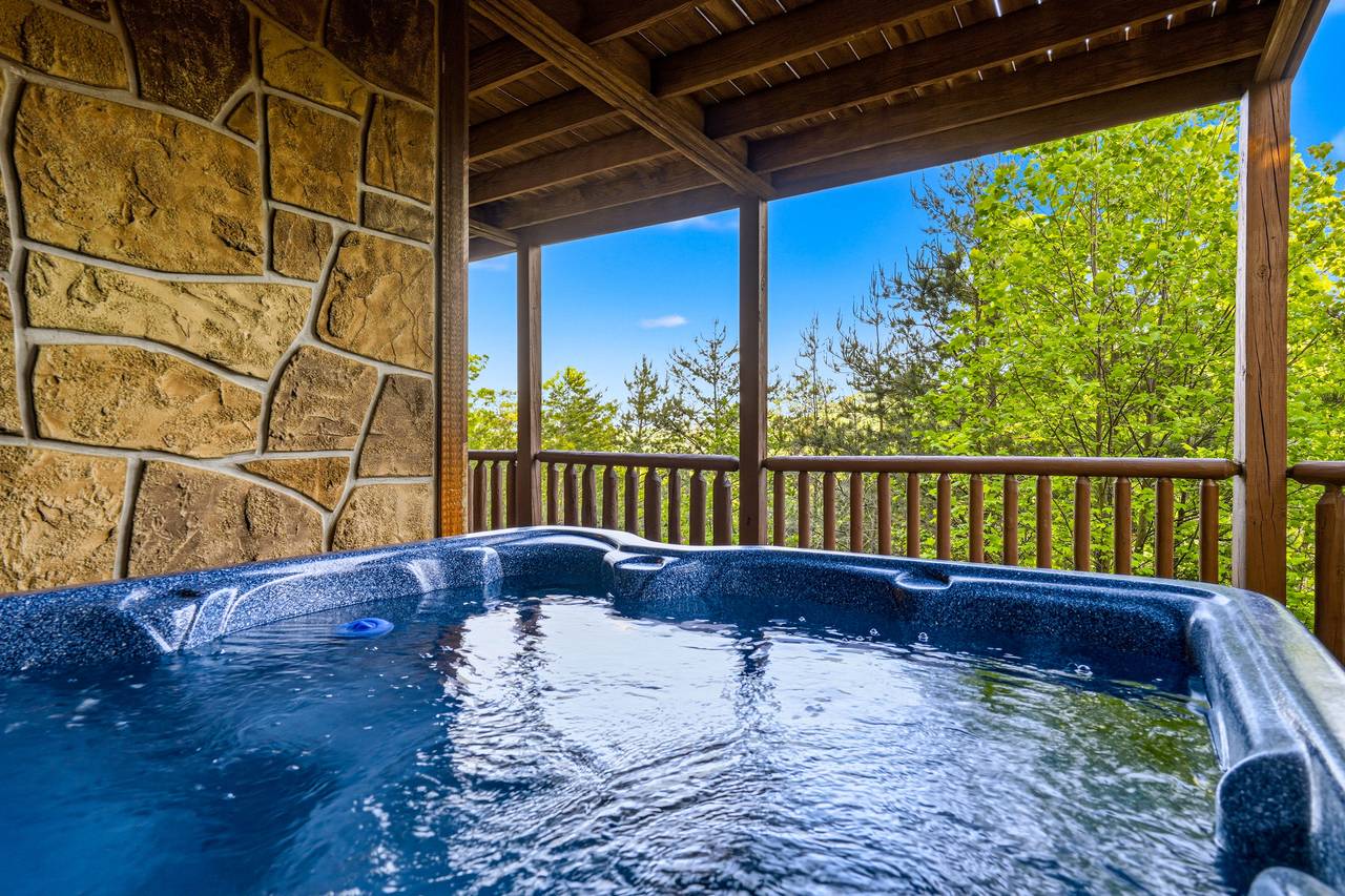 Lower level deck with private hot tub Lower level deck with private hot tub