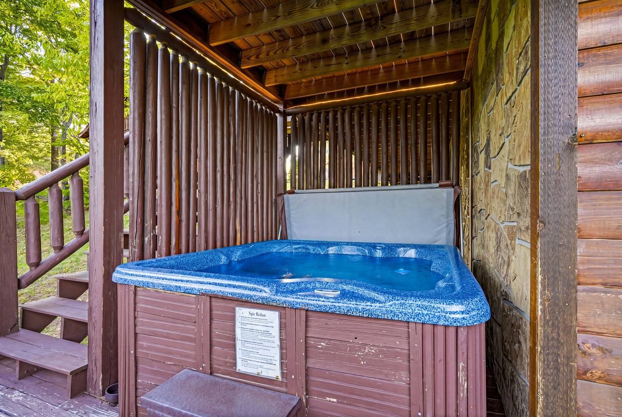 Lower level deck with private hot tub Lower level deck with private hot tub