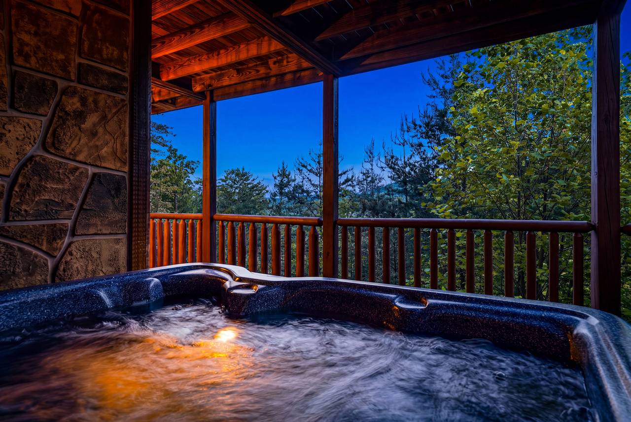Lower level deck with private hot tub Lower level deck with private hot tub