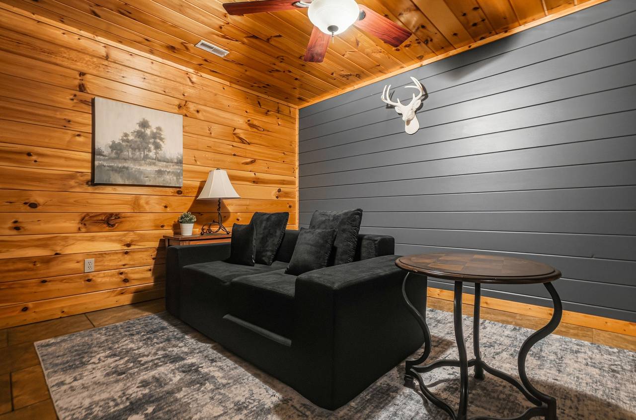 Media room with Smart TV & movie night setup Media room with Smart TV & movie night setup