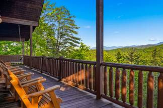 Main level deck with seating & Smoky Mountain views Main level deck with seating & Smoky Mountain views