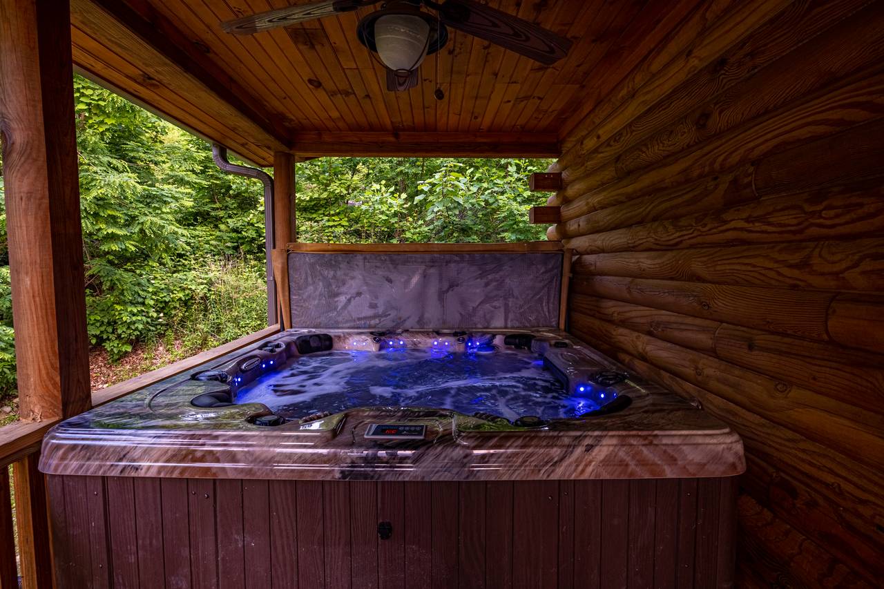 Soak your troubles away in a private hot tub. Soak your troubles away in a private hot tub.