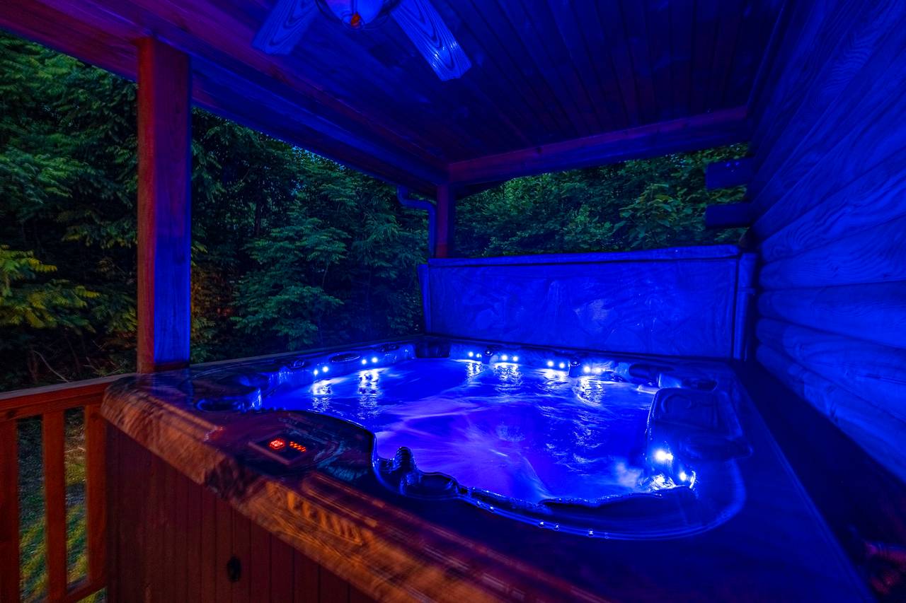 Soak your troubles away in a private hot tub. Soak your troubles away in a private hot tub.