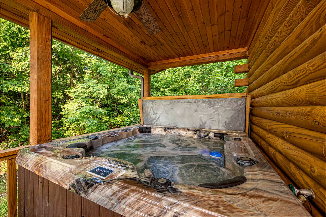 Soak your troubles away in a private hot tub. Soak your troubles away in a private hot tub.