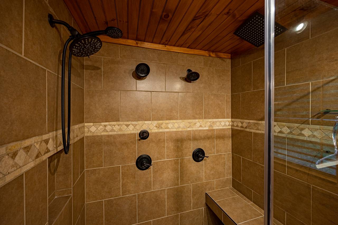 Bath 2: double head shower,& jacuzzi tub; main level king Bath 2: double head shower,& jacuzzi tub; main level king