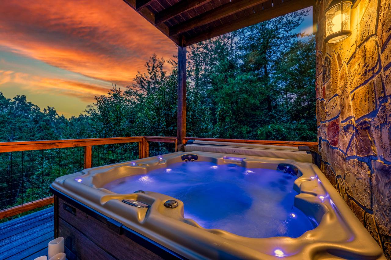Soak your troubles away in your private outdoor hot tub. Soak your troubles away in your private outdoor hot tub.
