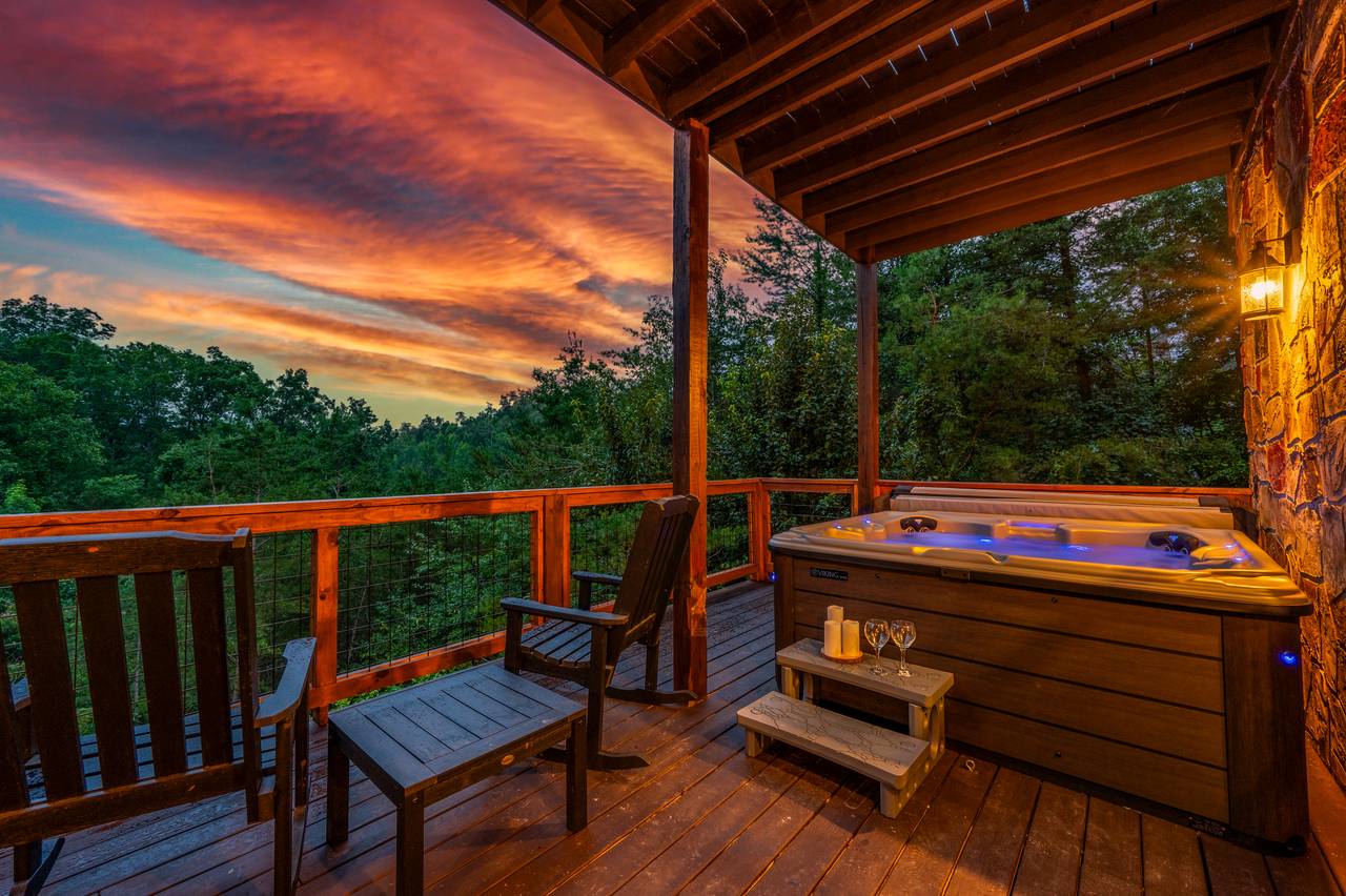 Soak your troubles away in your private outdoor hot tub. Soak your troubles away in your private outdoor hot tub.