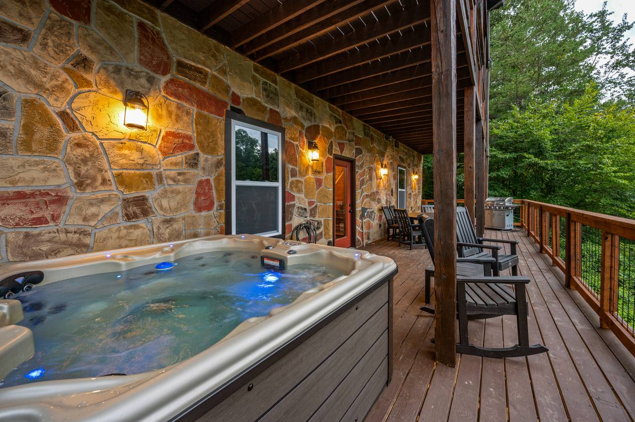 Soak your troubles away in your private outdoor hot tub. Soak your troubles away in your private outdoor hot tub.