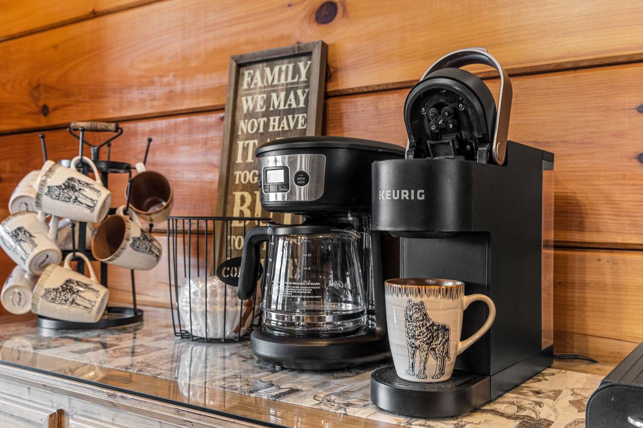 <span class="name">12 Cup Coffee Pot and Keurig</span> <span class="name">12 Cup Coffee Pot and Keurig</span>