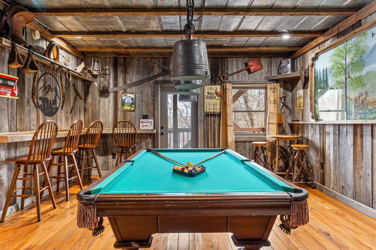 <span class="name">Game Room with pool table, TV, and mini fridge</span> <span class="name">Game Room with pool table, TV, and mini fridge</span>