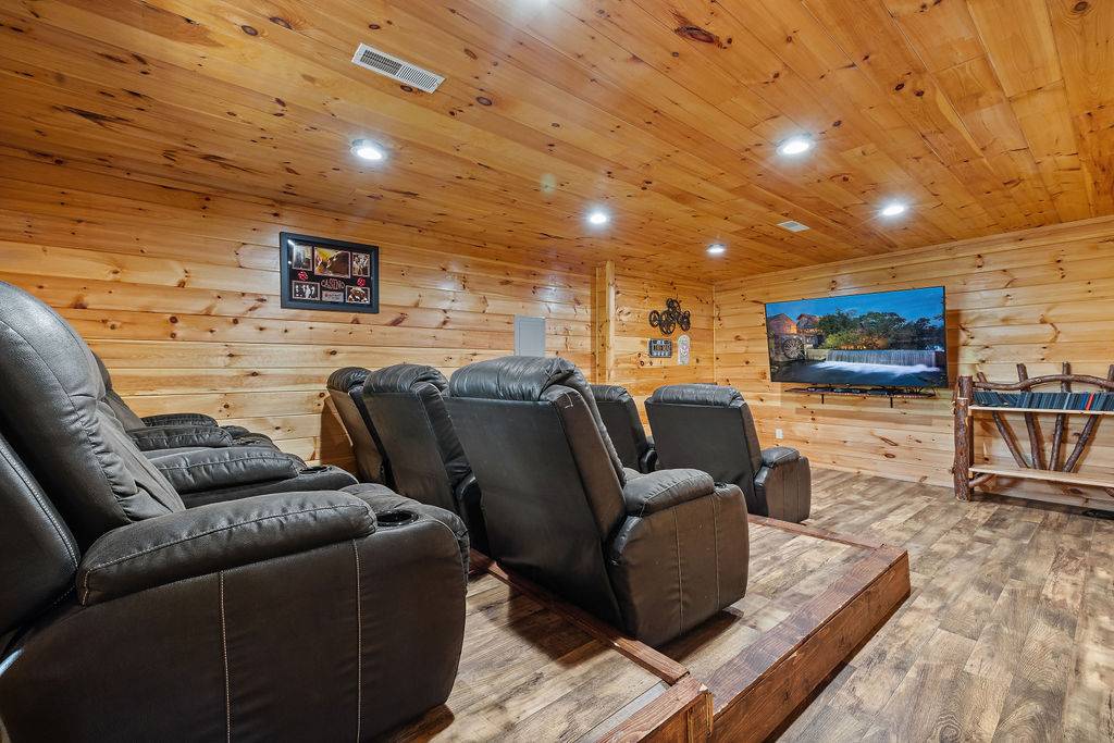 Private indoor theater room with luxury seating Private indoor theater room with luxury seating