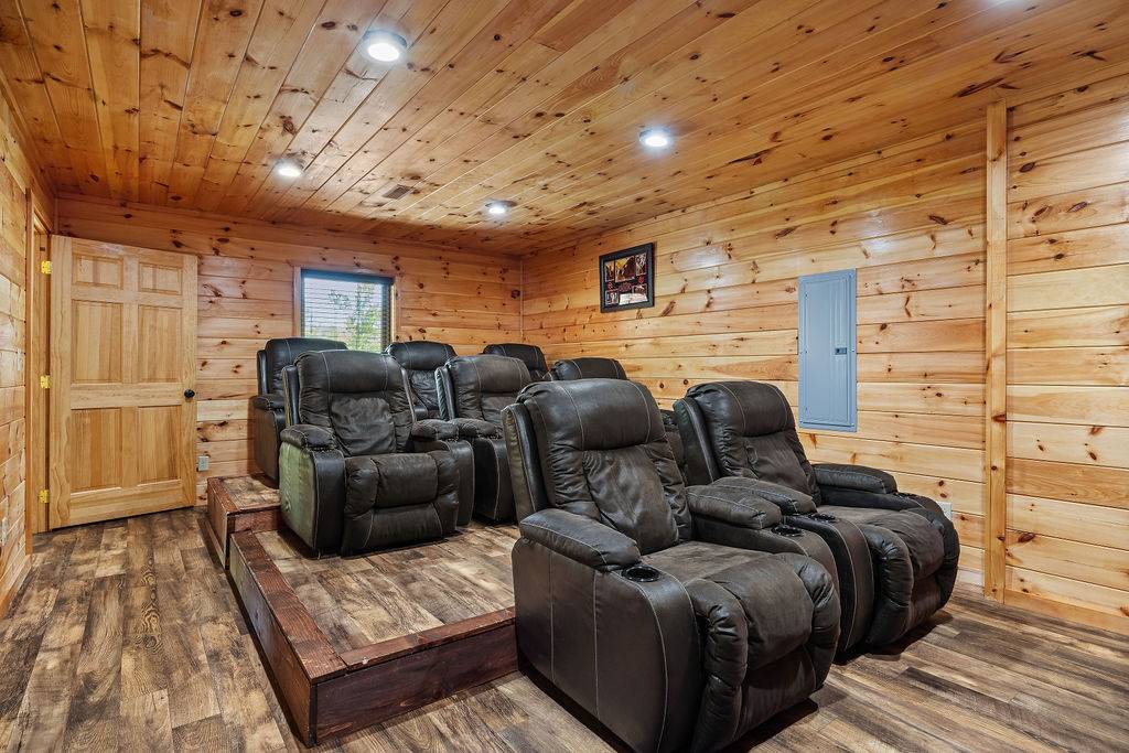 Private indoor theater room with luxury seating Private indoor theater room with luxury seating