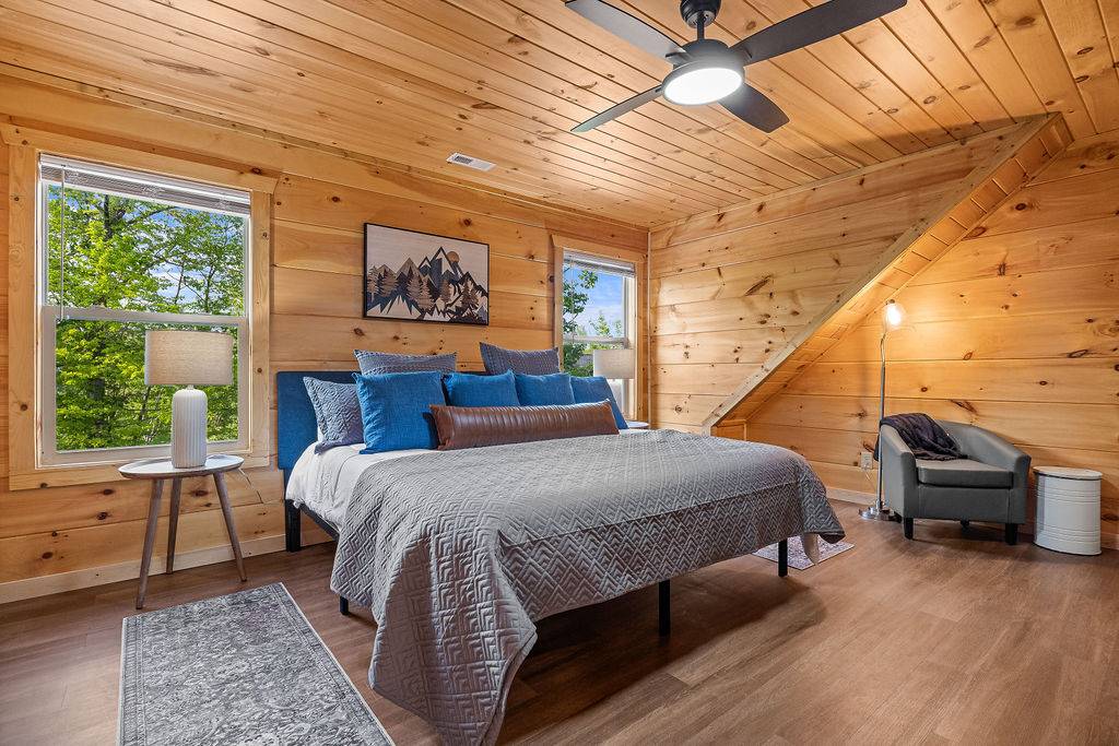Upper level king with TV and ensuite full bathroom