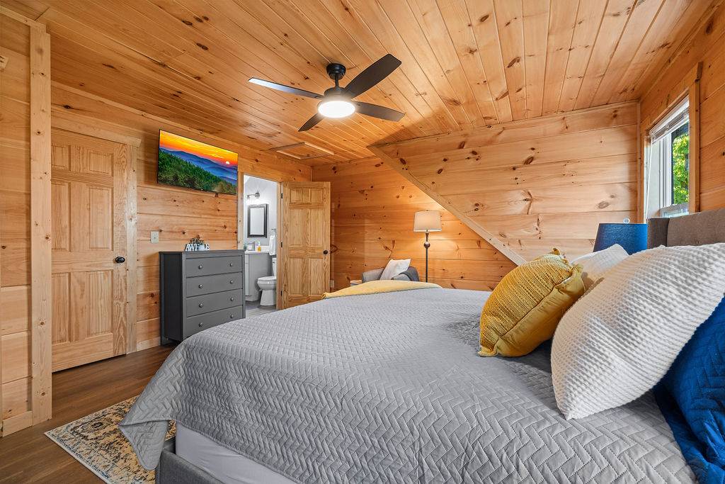 Upper level king bedroom with ensuite shared bath