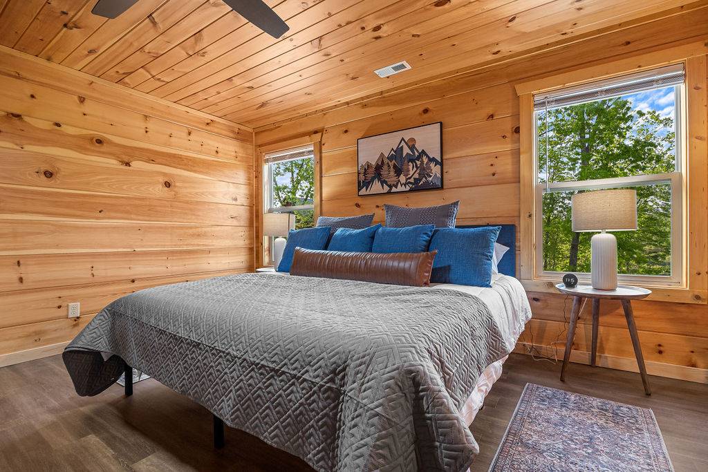 Upper level king with TV and ensuite full bathroom