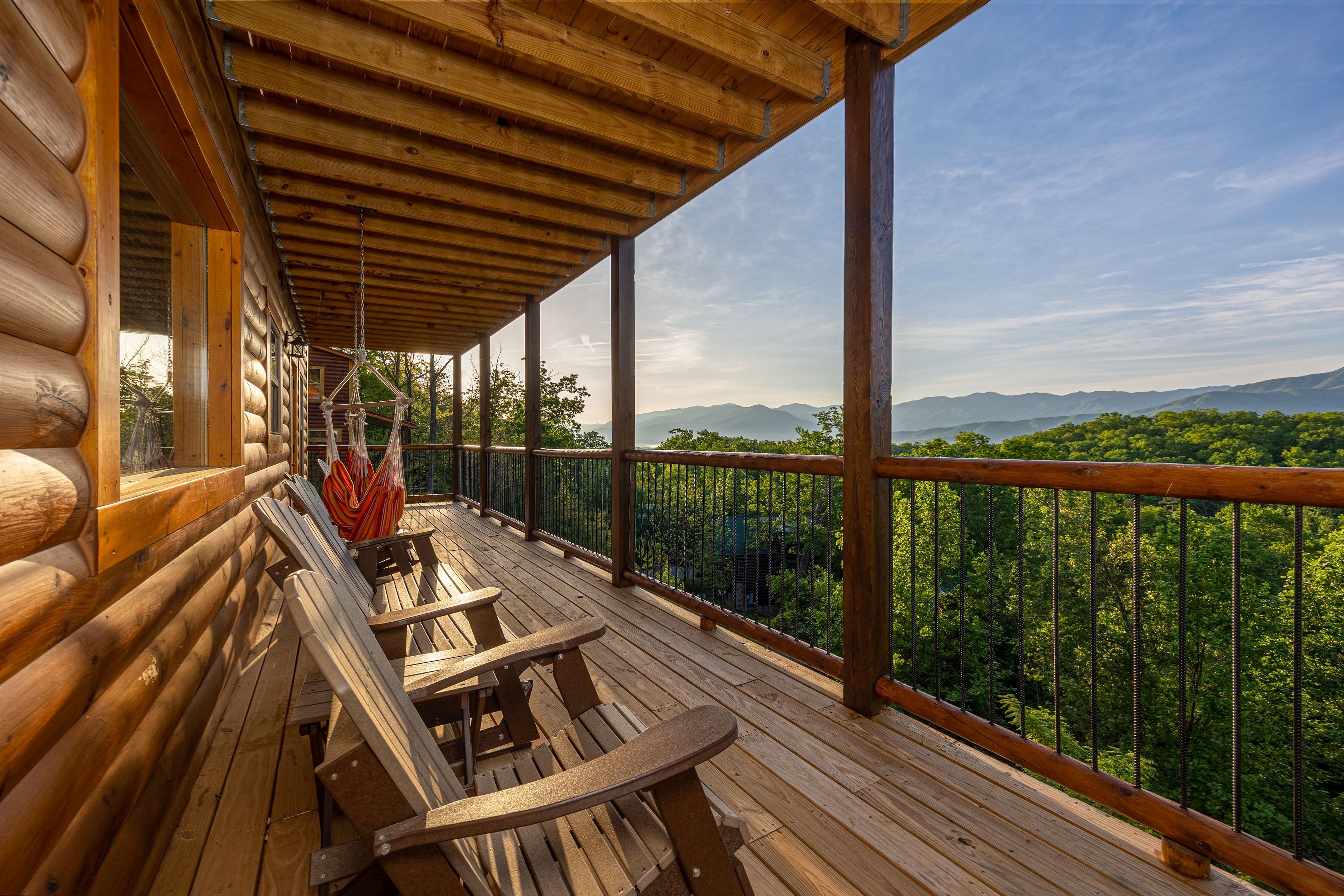 Rocking chairs offer a relaxing place to enjoy the views