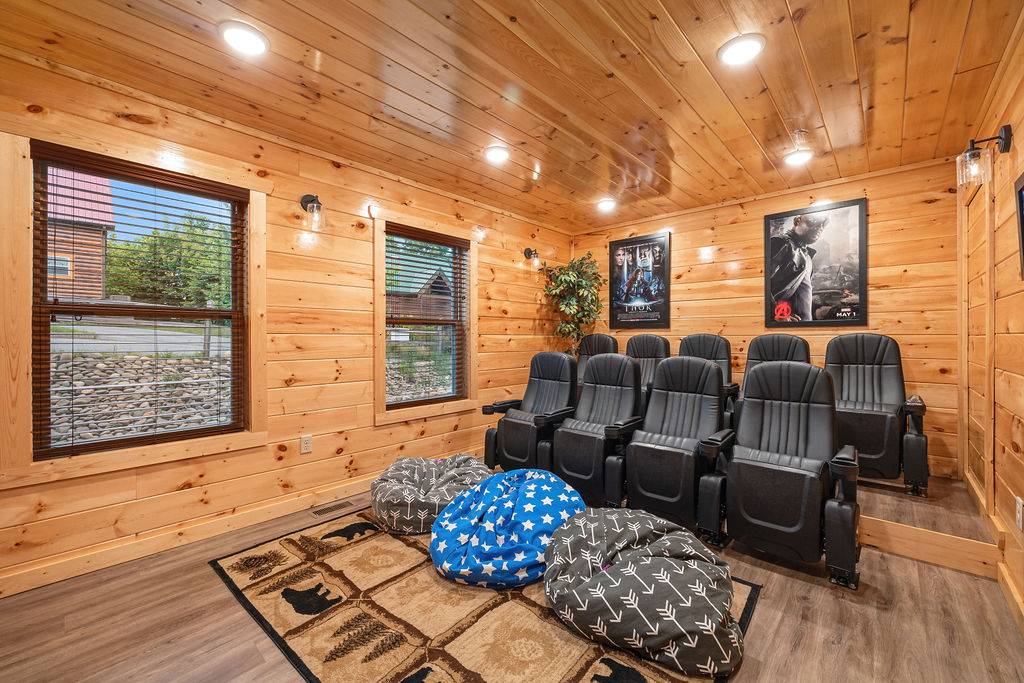 Private theater room with nine theater-style seats