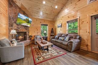 Living room with sleeper sofa, TV, and fireplace! Living room with sleeper sofa, TV, and fireplace!