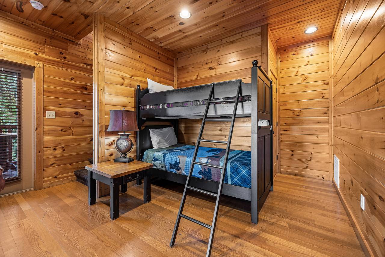 Lower level gameroom with twin over twin bunk bed Lower level gameroom with twin over twin bunk bed