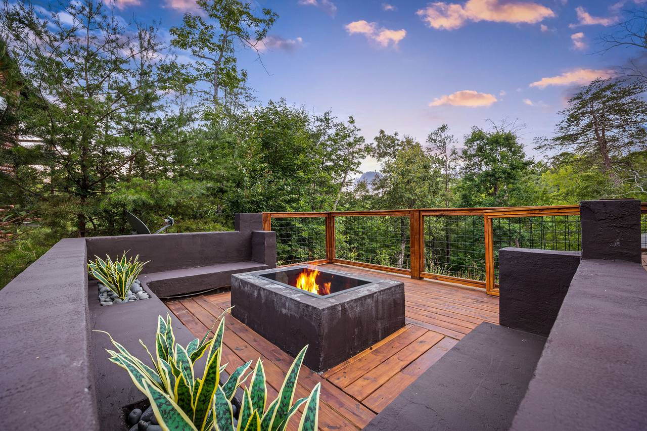 Outdoor natural wood firepit. Outdoor natural wood firepit.