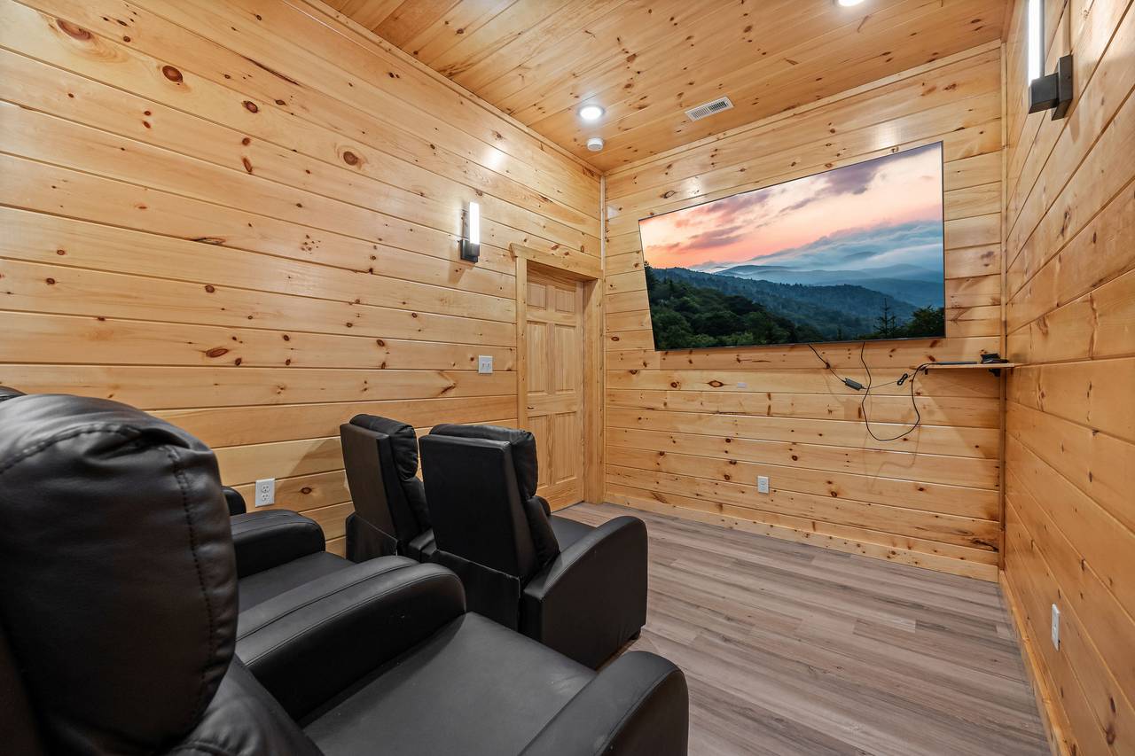Private theater room with comfy seating Private theater room with comfy seating