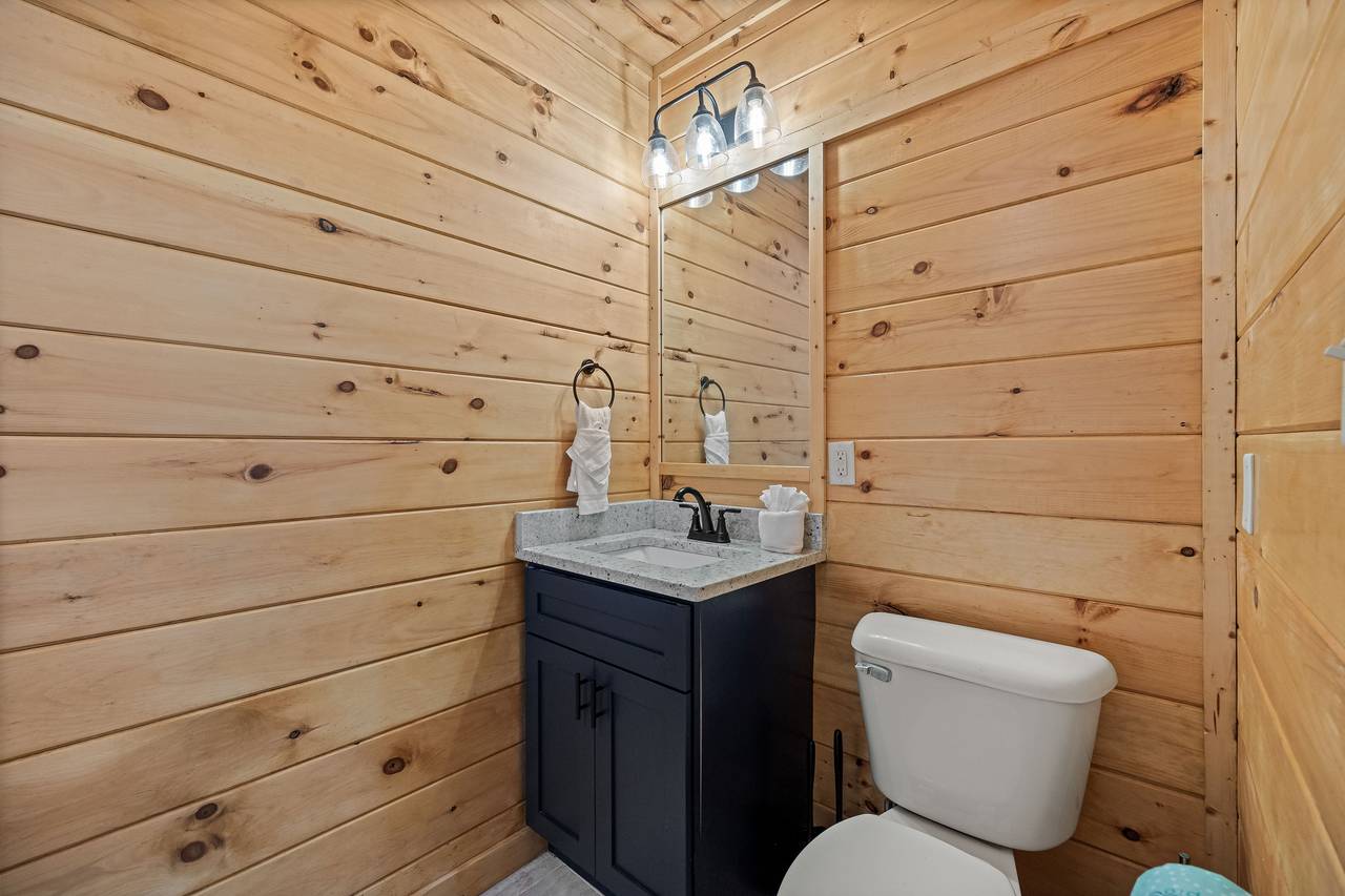 Full bath with standing shower on the lower level Full bath with standing shower on the lower level