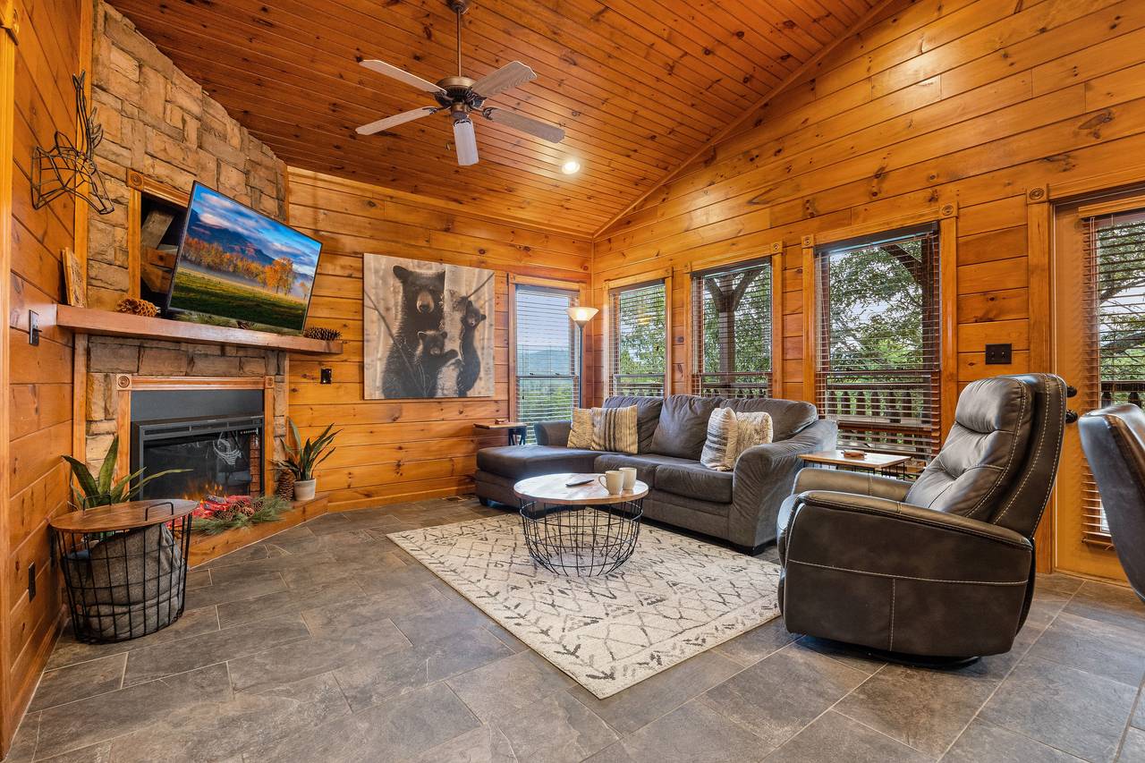 Entry level living room with fireplace, TV, and comfy seating! Entry level living room with fireplace, TV, and comfy seating!