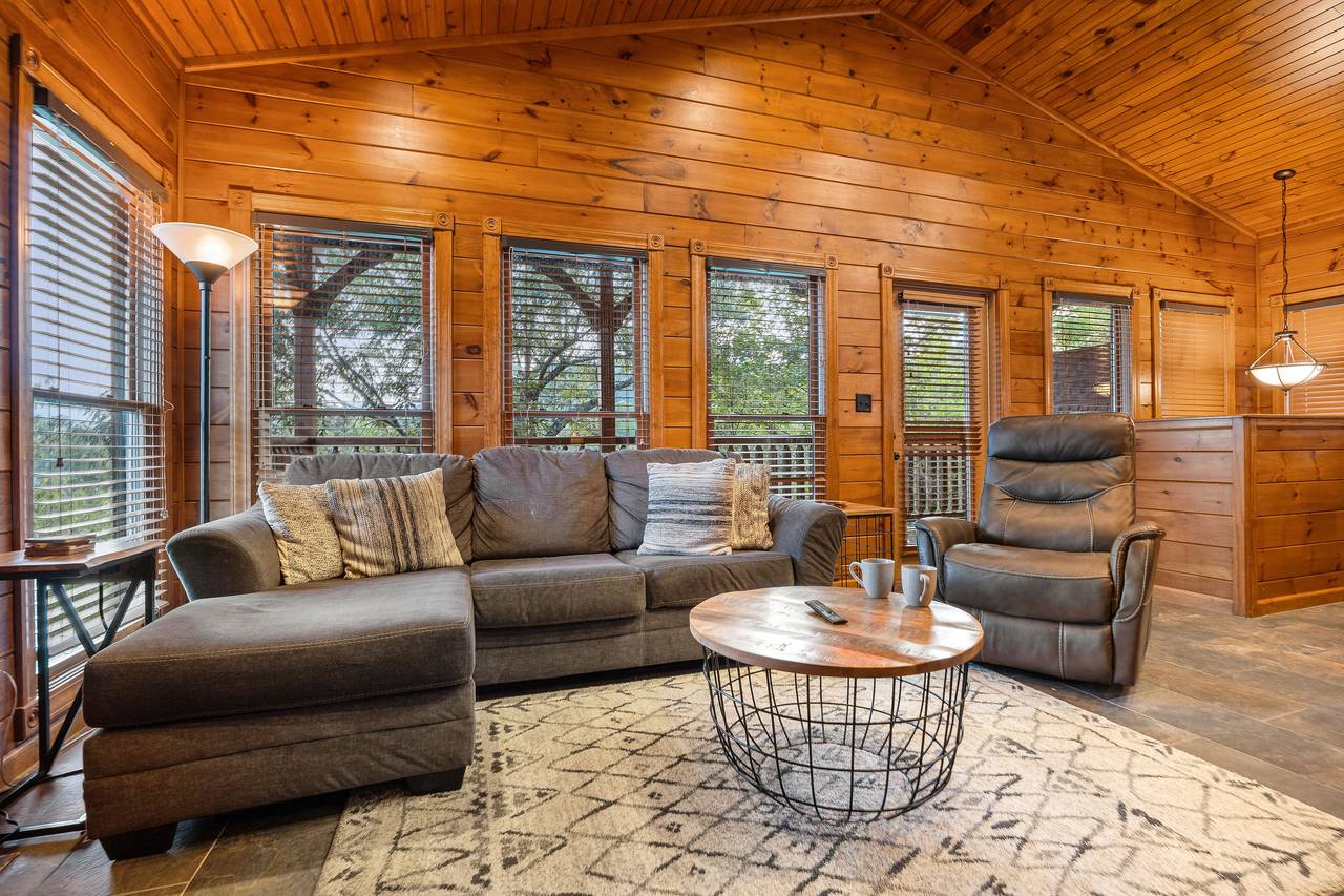 Entry level living room with fireplace, TV, and comfy seating! Entry level living room with fireplace, TV, and comfy seating!