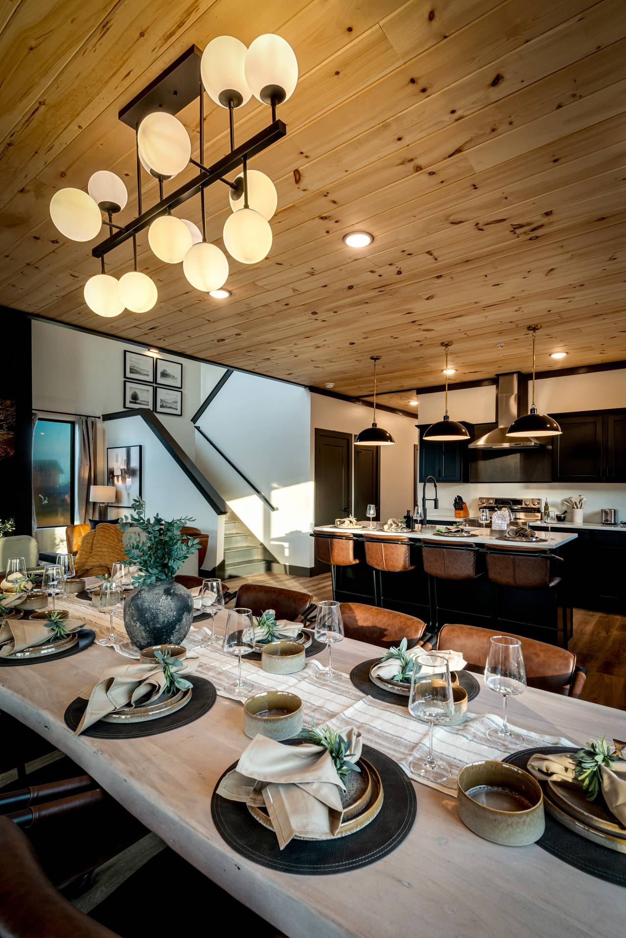Kitchen island with additional space for serving and seating. Kitchen island with additional space for serving and seating.
