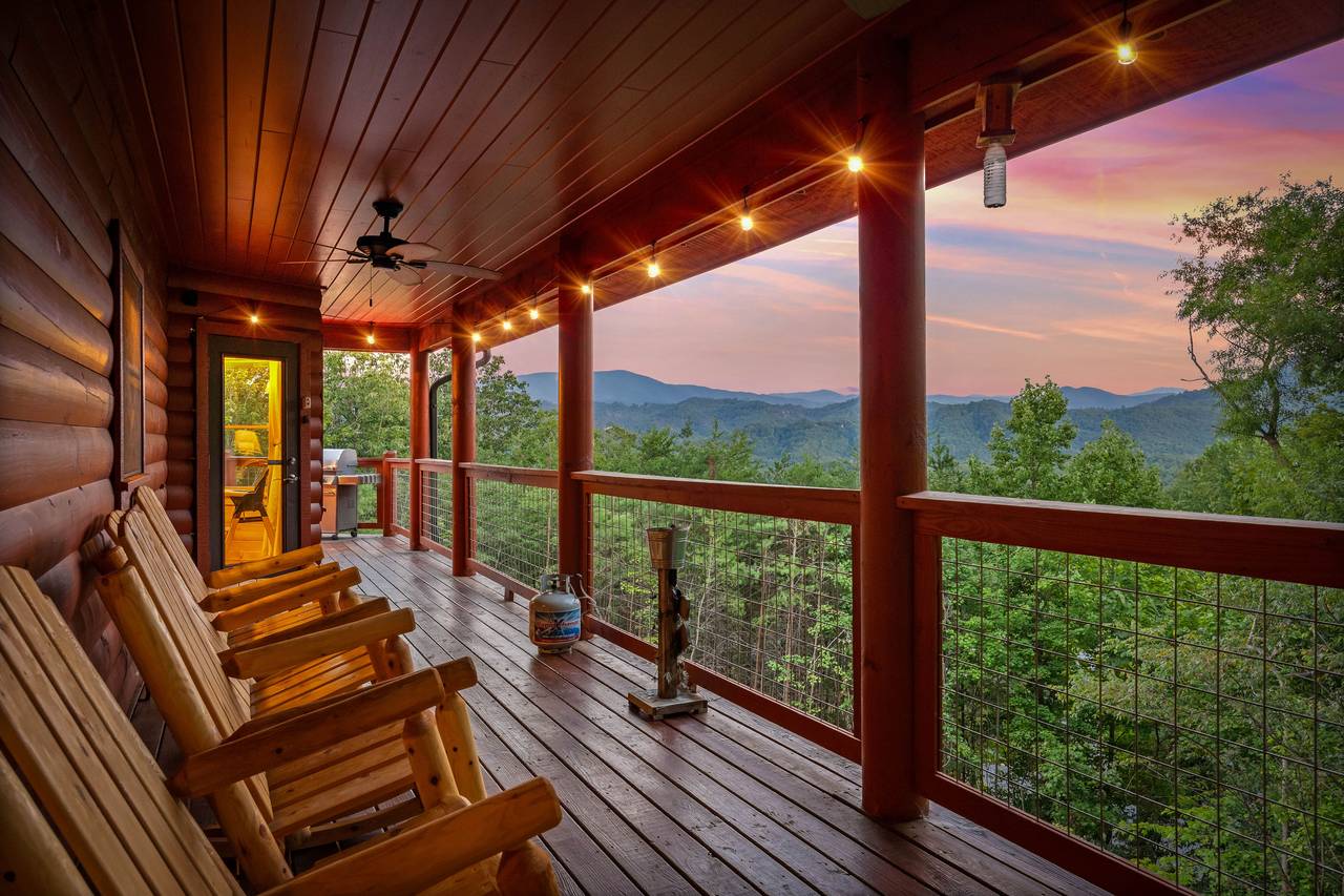 Expansive wrap-around deck with peaceful mountain views Expansive wrap-around deck with peaceful mountain views